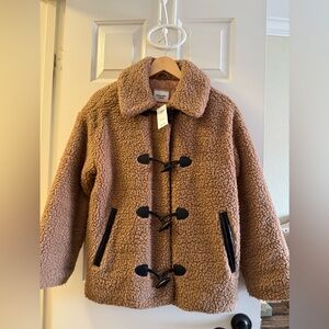 Abercrombie & Fitch Brown Teddy Jacket with Toggle Closures